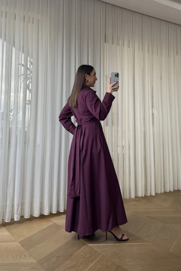 Gömlek Yaka Poplin Uzun Kollu Elbise