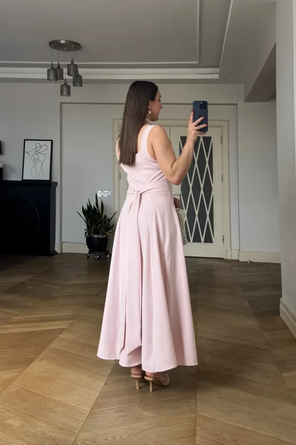Square Neck Strappy Midi Dress