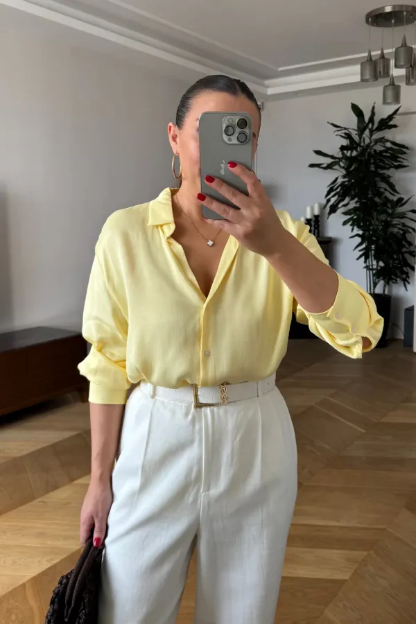 Pileli Keten Kadın Pantolon