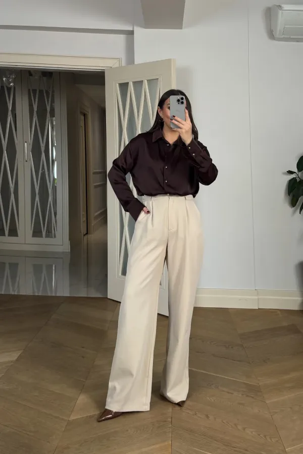 Pileli Palazzo Kadın Pantolon