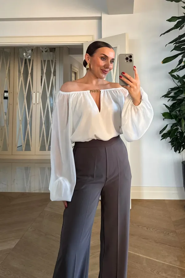 Bisiklet Yaka Uzun Kollu Bluz