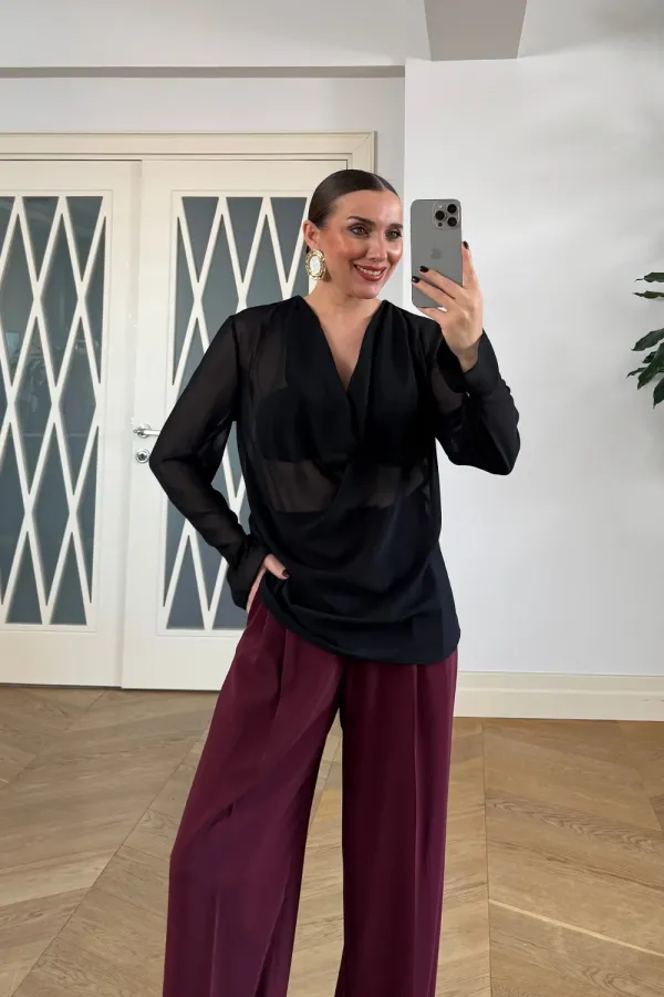 Degaje Yaka Kol Detaylı Bluz