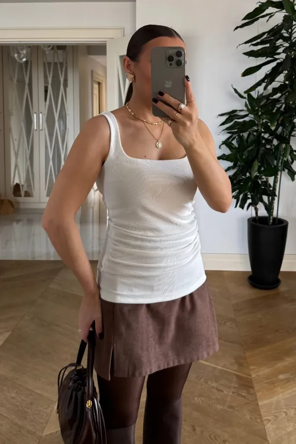 Askılı Büzgü Detaylı Kadın Atlet