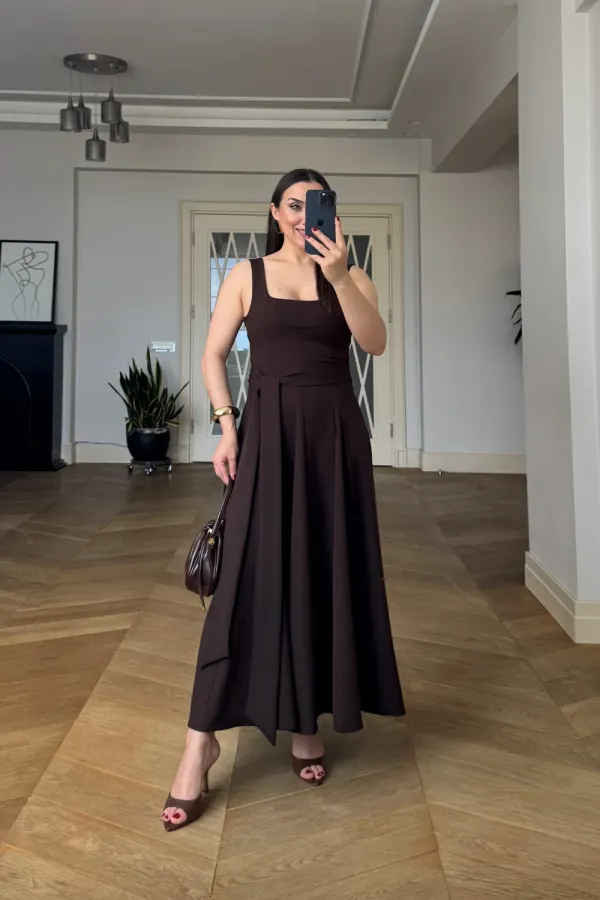 Square Neck Strappy Midi Dress Square Neck Strappy Midi Dress