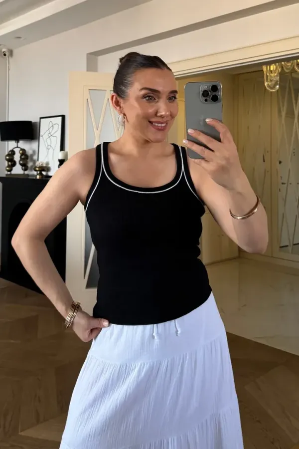 Débardeur femme à col en U avec bordure