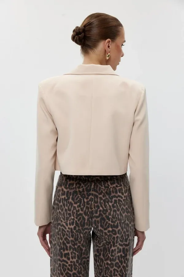 Veste blazer courte à épaulettes pour femme