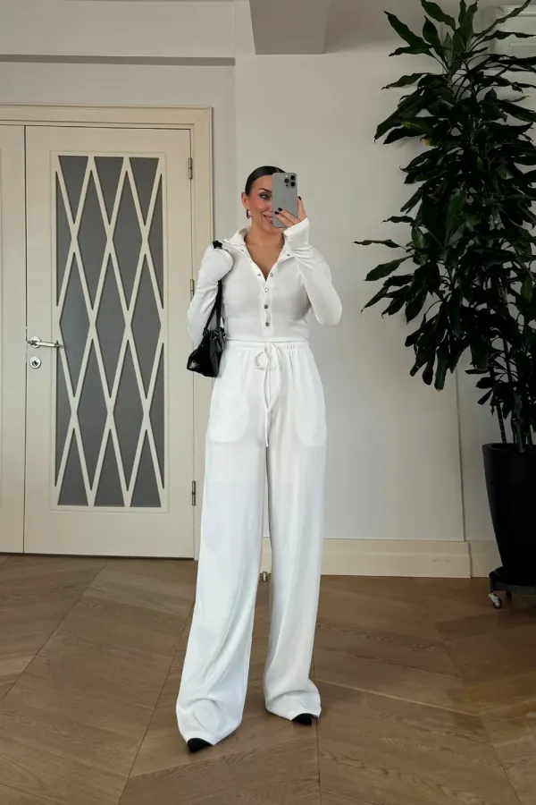 Dik Yaka Fitilli Uzun Kollu Bluz