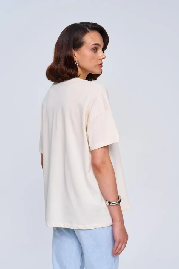Oversize Baskılı Kadın Tişört