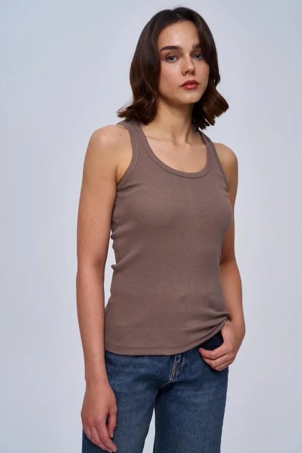 U Yaka Fitilli Kadın Basic Atlet