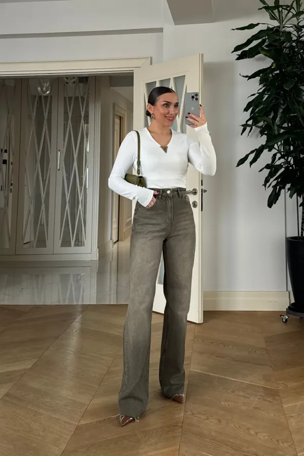 Yüksek Bel Straıght Denim Kadın Pantolon