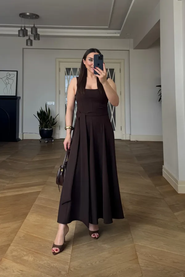 Square Neck Strappy Midi Dress Square Neck Strappy Midi Dress