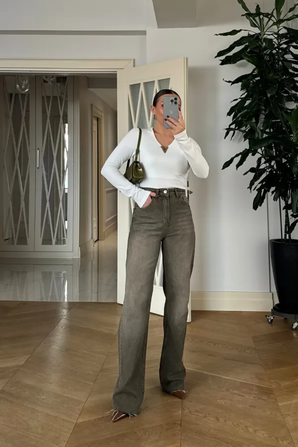 Yüksek Bel Straıght Denim Kadın Pantolon