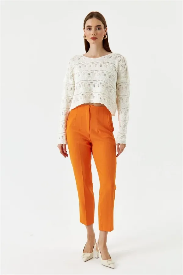 Yüksek Bel Flatolu Kadın Pantolon