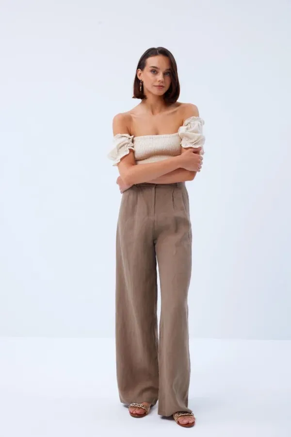 Balon Kol Gipeli Bej Bluz Tuba Butik