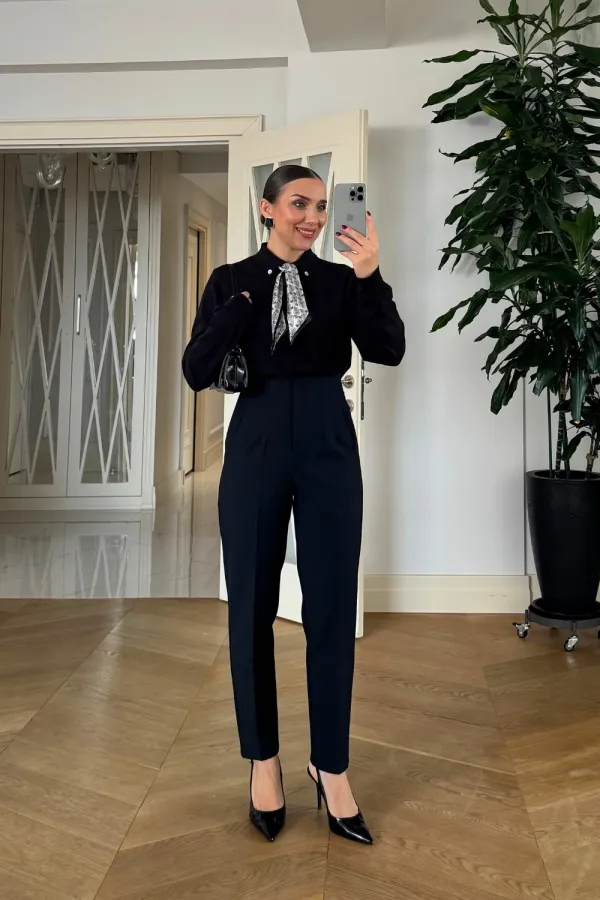 Yüksek Bel Pensli Kadın Pantolon