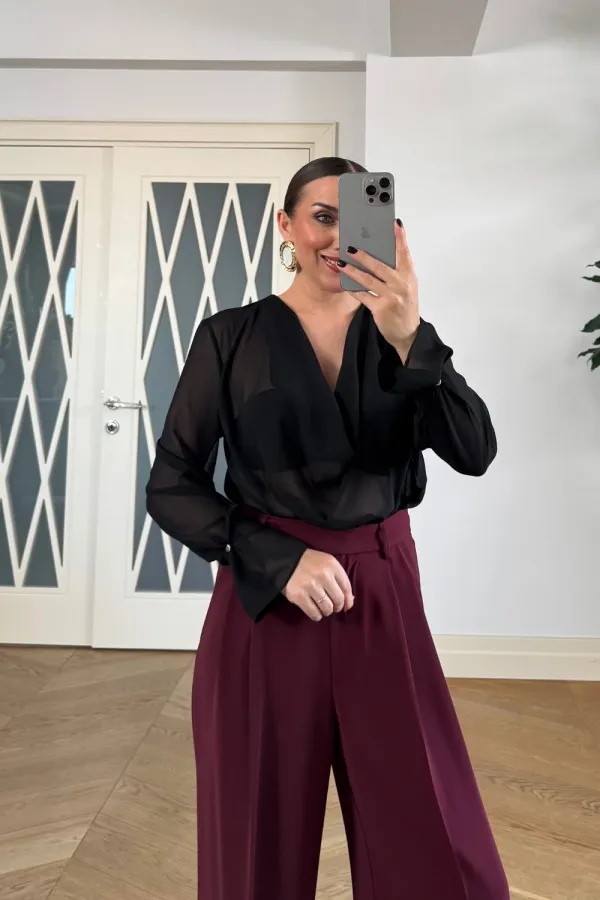 Degaje Yaka Kol Detaylı Bluz