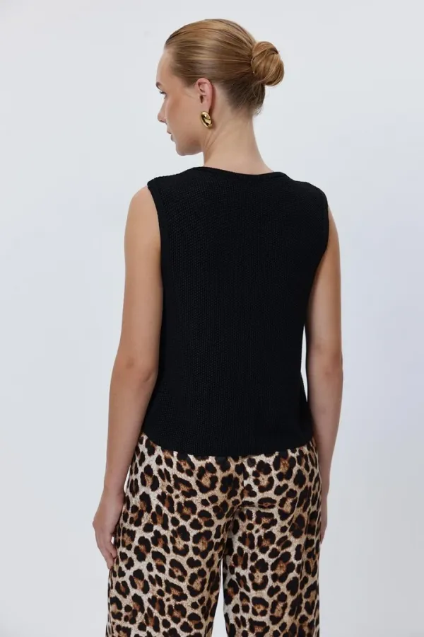 Bağlamalı Triko Kadın Yelek