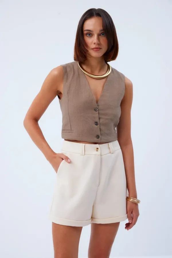 Yüksek Bel Bermuda Kadın Şort