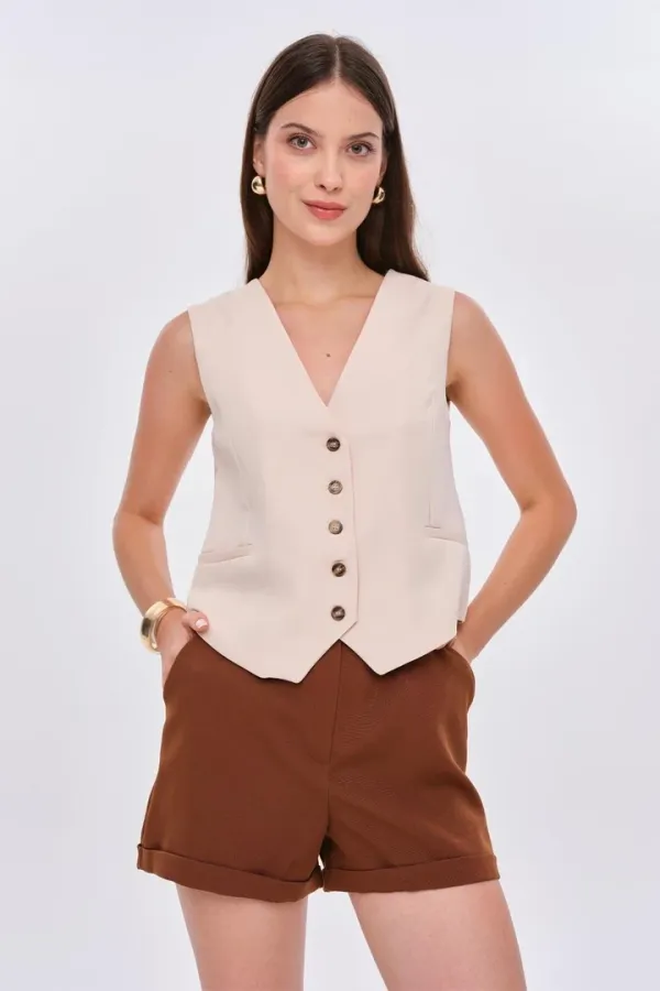 Yüksek Bel Bermuda Kadın Şort