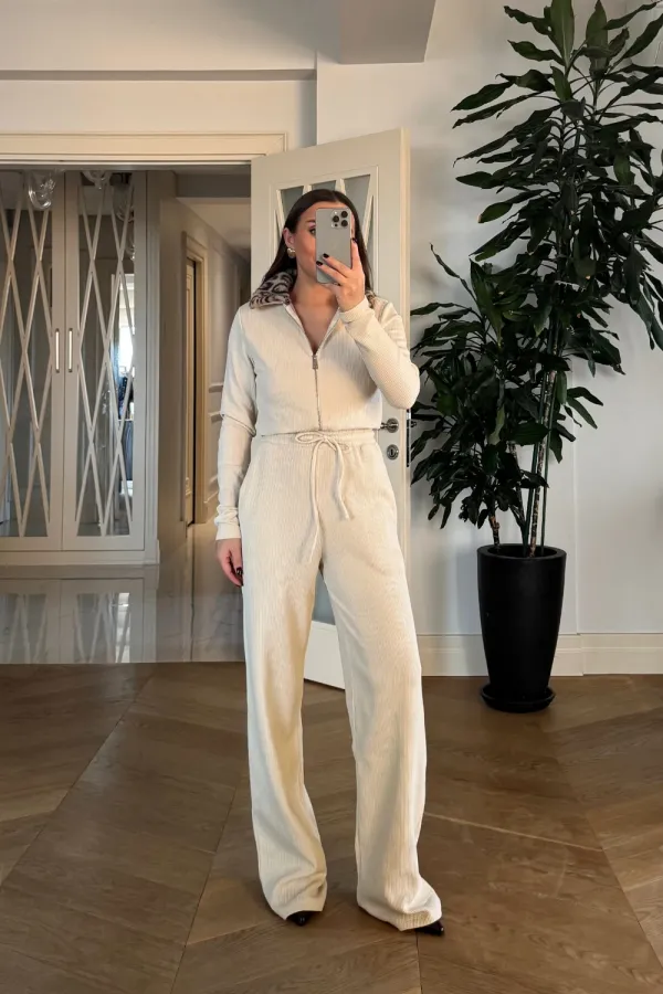 Beli Lastikli Fitilli Kadın Pantolon