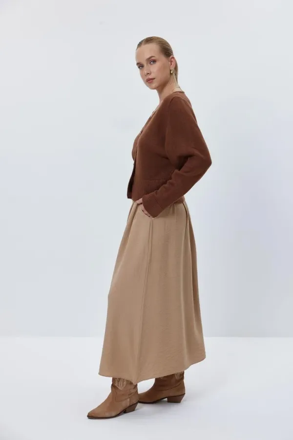 Beli Lastikli Midi Etek