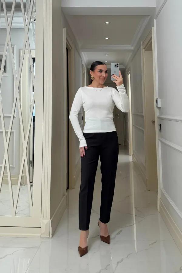 Chemisier à manches longues et col bateau