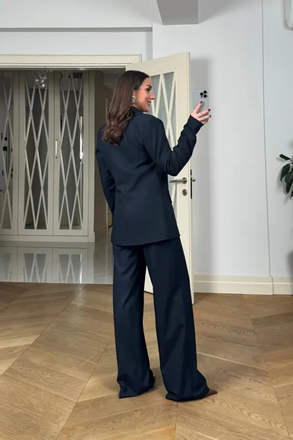 Kruvaze Çizgili Blazer Ceket Pantolon Kadın Takım Kruvaze Çizgili Blazer Ceket Pantolon Kadın Takım