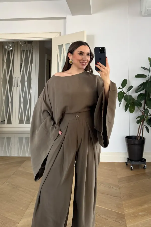 Pelerin Bluz Pantolon Kadın Takım