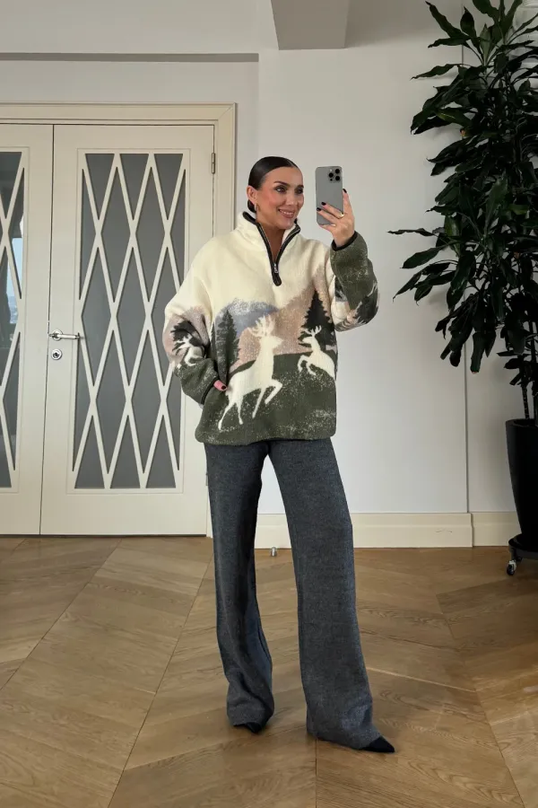 Desenli Polar Kadın Sweathirt