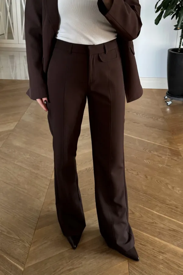 Kemerli Blazer Ceket Pantolon Kadın Takım