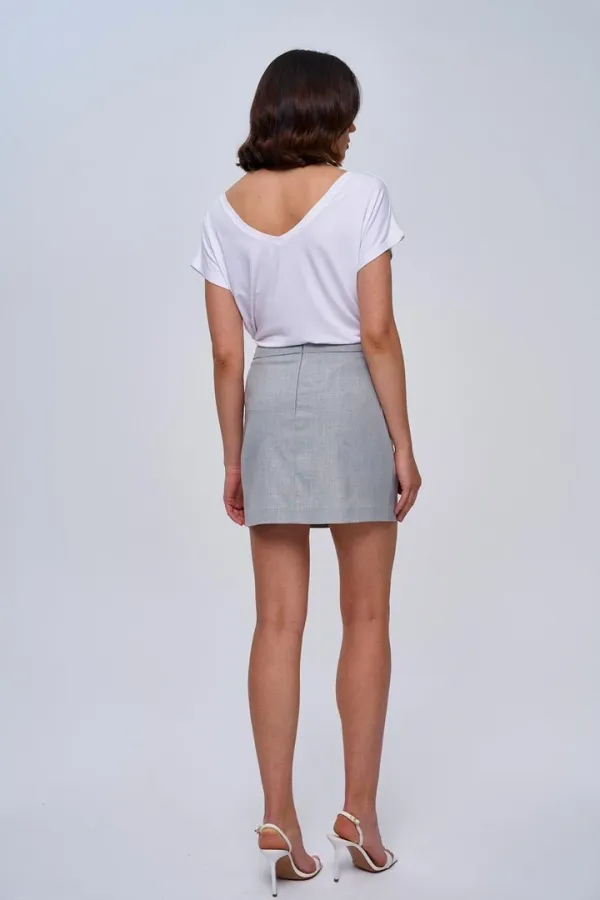 Düğme Detaylı Mini Etek