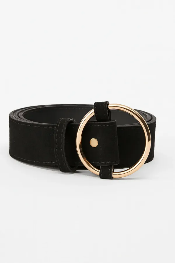 Women's Faux Suede Belt with Round Buckle