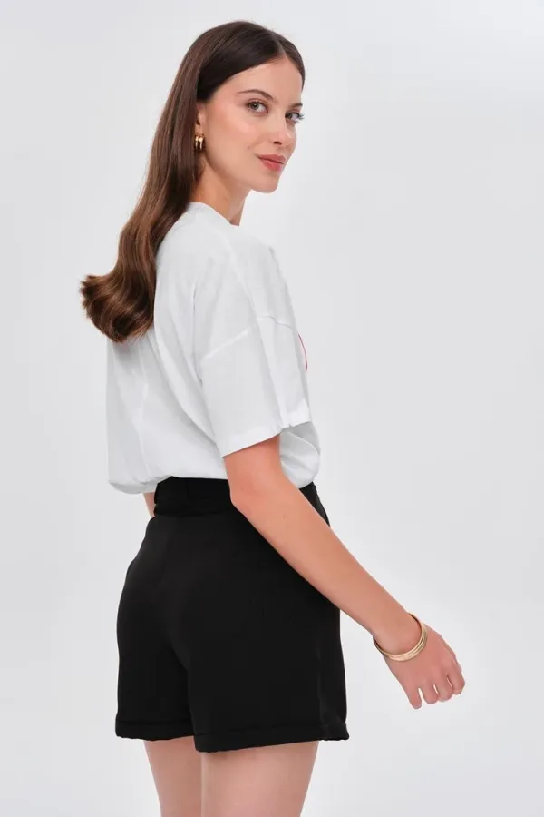 Bisiklet Yaka Love Baskılı Kadın Tişört