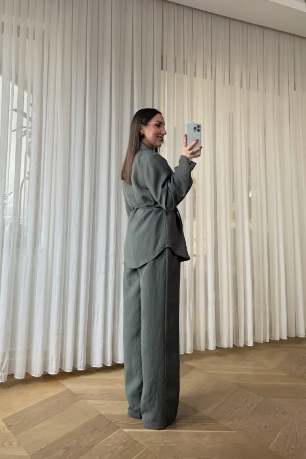 Çizgili Ceket pantolon Kadın Takım