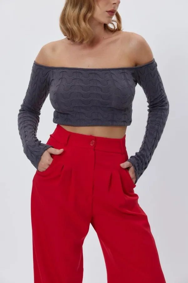 Pantalon palazzo taille haute à pinces pour femme