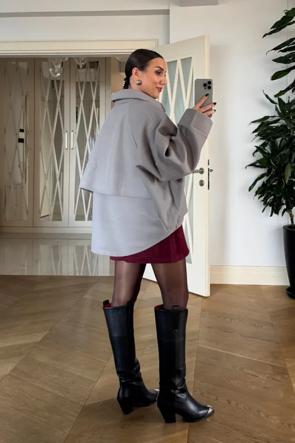 Fermuarlı Kaşe Kadın Ceket