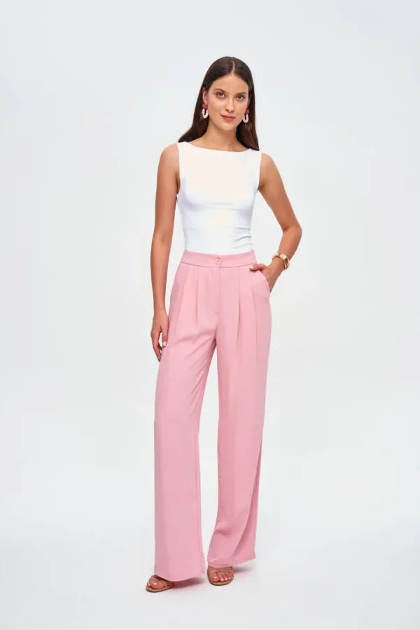 Pile Detaylı Palazzo Kadın Pantolon