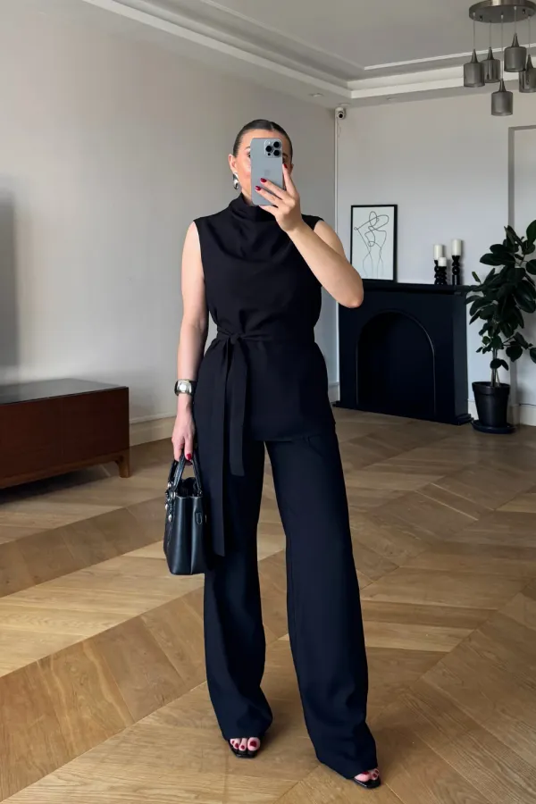 Sıfır Kol Bluz Pantolon Kadın Takım