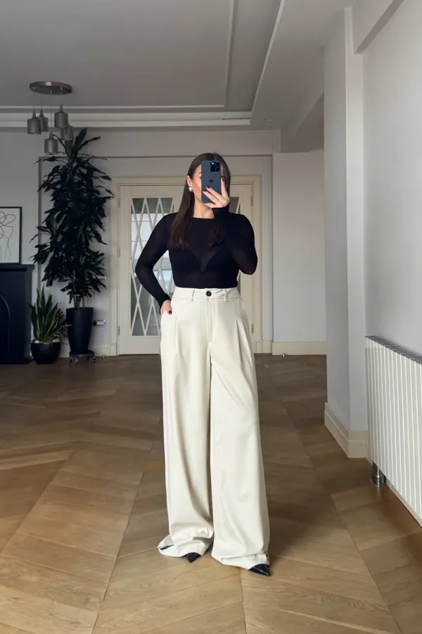 Women's Palazzo Pants with Rhinestone Trim