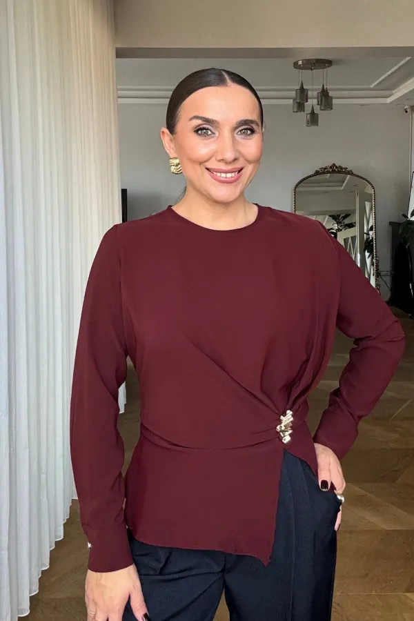 Toka Detaylı Uzun Kollu Bluz