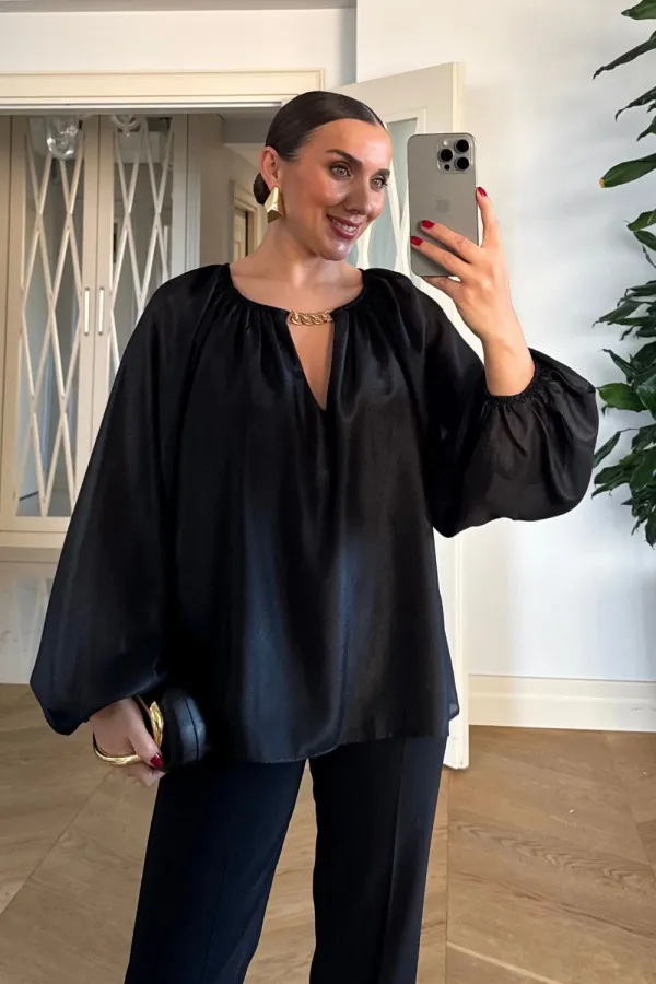 Bisiklet Yaka Uzun Kollu Bluz