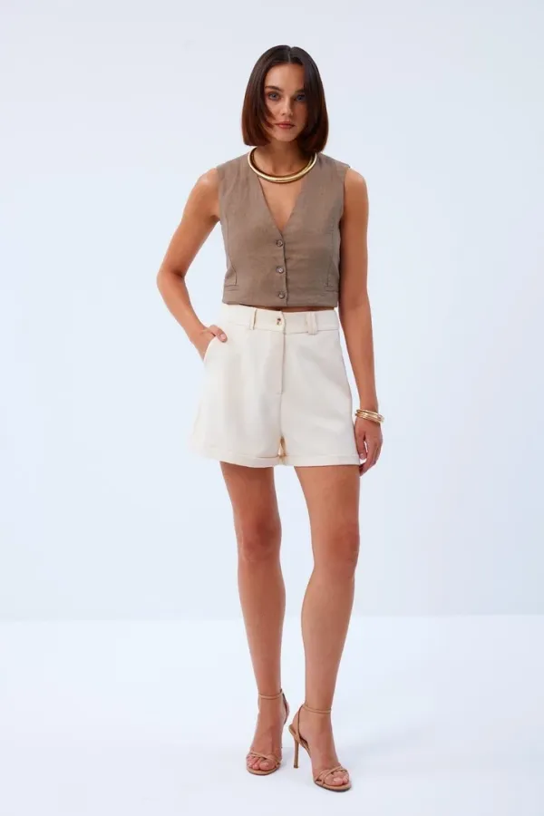 Yüksek Bel Bermuda Kadın Şort