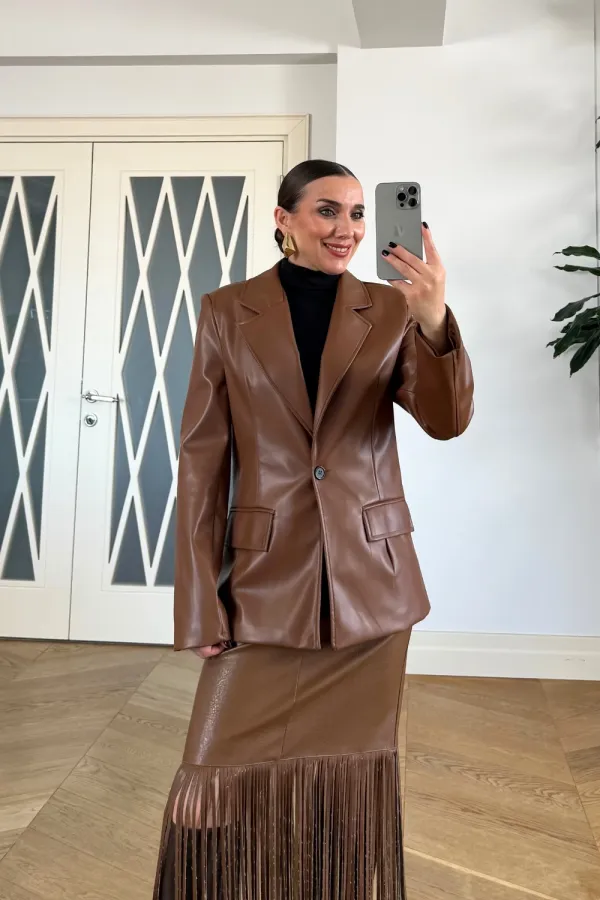 Faux Leather Blazer Women's Jacket Faux Leather Blazer Women's Jacket