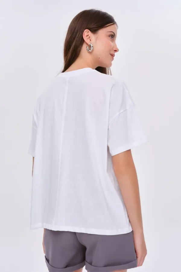 Bisiklet Yaka Love Baskılı Kadın Tişört