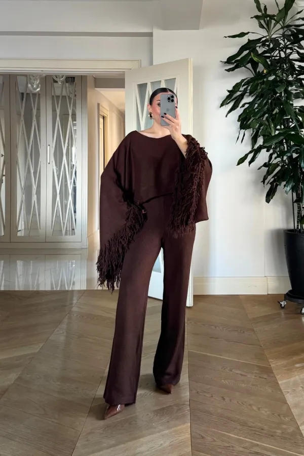 Beli Lastikli Triko Kadın Pantolon