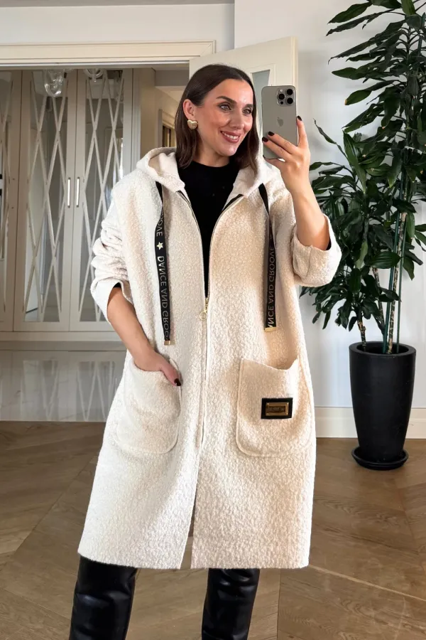 Kapüşonlu Buklet Kadın Ceket