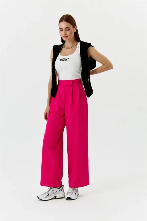 Cırt Detaylı Palazzo Kadın Pantolon