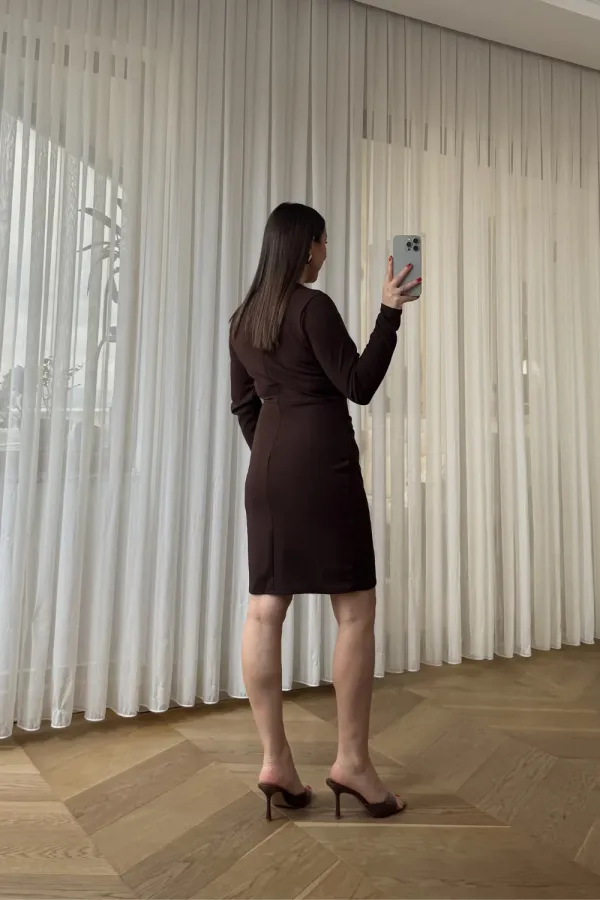 Kruvaze Yaka Mini Elbise