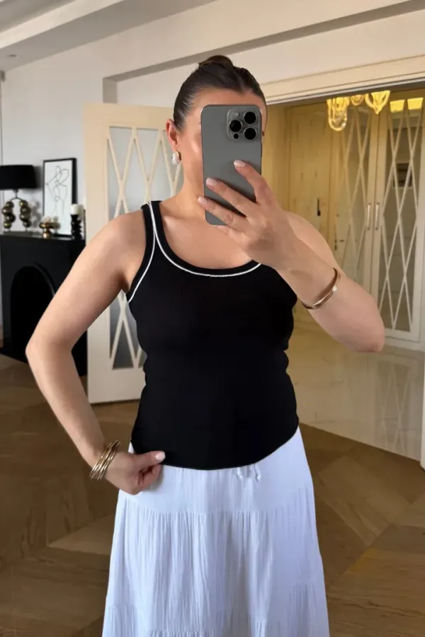 Débardeur femme à col en U avec bordure