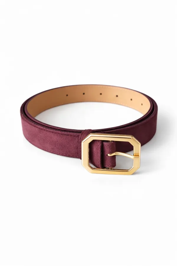Ceinture femme en daim avec boucle dorée
